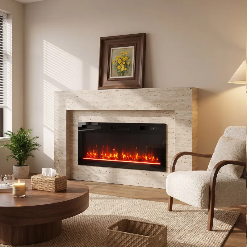 Chimenea Eléctrica Ultrafina 900/1800W Empotrable/Colgante/de Pie 12 Colores de Llama 3D Control Remoto hasta 35... - Ogal.Es