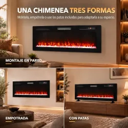 Chimenea Eléctrica Ultrafina 900/1800W Empotrable/Colgante/de Pie 12 Colores de Llama 3D Control Remoto hasta 35... - Ogal.Es