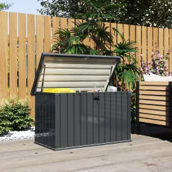 Arcón Exterior 400L Baúl de Almacenaje Exterior de Acero Galvanizado Resistente a la Intemperie con Cerradura Gris - Ogal.Es