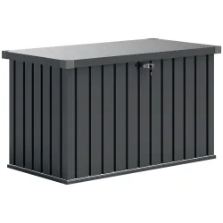 Arcón Exterior 400L Baúl de Almacenaje Exterior de Acero Galvanizado Resistente a la Intemperie con Cerradura Gris - Ogal.Es