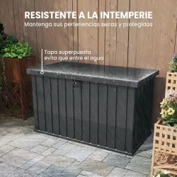 Arcón Exterior 400L Baúl de Almacenaje Exterior de Acero Galvanizado Resistente a la Intemperie con Cerradura Gris - Ogal.Es