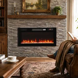 Chimenea Eléctrica Ultrafina 900/1800W Empotrable/Colgante/de Pie 12 Colores de Llama 3D Control Remoto hasta 35... - Ogal.Es