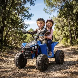 Quad Eléctrico Niños 24V 2 Plazas 2 Motores 120 W Batería de Litio Suspensión Arranque Suave 4-6 km/h 3-8 Años Azul - Ogal.Es