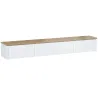 Mueble de TV Suspendido con Luces LED Enchufes Armario y 2 Cajones para Televisión 65 Pulgadas 140x24x20 cm Blanco - Ogal.Es