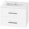 Mueble de Baño con Lavabo Montaje en Pared con 2 Cajones Lavamanos de Cerámica Estilo Moderno 61x40x48 cm Blanco - Ogal.Es