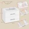 Mueble de Baño con Lavabo Montaje en Pared con 2 Cajones Lavamanos de Cerámica Estilo Moderno 61x40x48 cm Blanco - Ogal.Es