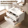 Mueble de Baño con Lavabo Montaje en Pared con 2 Cajones Lavamanos de Cerámica Estilo Moderno 61x40x48 cm Blanco - Ogal.Es