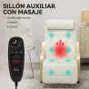 Sillón Salón con Masaje y Calefacción de Lino Reposapiés Ajustable Respaldo Alto Reposacabezas Control Remoto Bo... - Ogal.Es