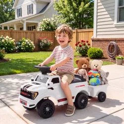 Coche Correpasillos para Niños Licencia Shelby con Capó Abatible Remolque 5 Sonidos de Arranque 18-72 Meses Blanco - Ogal.Es