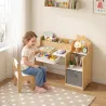 Escritorio Infantil con Silla con Caja de Tela Cajón 2 Compartimentos Estantes para Estudiar Dibujar 3-8 Años Na... - Ogal.Es