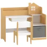 Escritorio Infantil con Silla con Caja de Tela Cajón 2 Compartimentos Estantes para Estudiar Dibujar 3-8 Años Na... - Ogal.Es