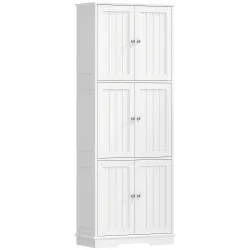 Armario de Baño Alto con 3 Armarios de Doble Puerta y Estantes Ajustables 60x30x160 cm Blanco - Ogal.Es