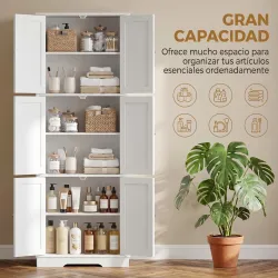 Armario de Baño Alto con 3 Armarios de Doble Puerta y Estantes Ajustables 60x30x160 cm Blanco - Ogal.Es