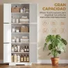 Armario de Baño Alto con 3 Armarios de Doble Puerta y Estantes Ajustables 60x30x160 cm Blanco - Ogal.Es