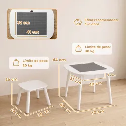Mesa Infantil con Silla con Superficie para Bloques y Bolsa de Malla Bajo Mesa Montessori para Niños de 3-6 Años... - Ogal.Es