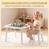 Mesa Infantil con Silla con Superficie para Bloques y Bolsa de Malla Bajo Mesa Montessori para Niños de 3-6 Años... - Ogal.Es