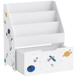 Librería Infantil con Cajón Móvil y 3 Estantes Estantería para Libros Diseño de Espacio Montessori 3 a 8 Años Bl... - Ogal.Es