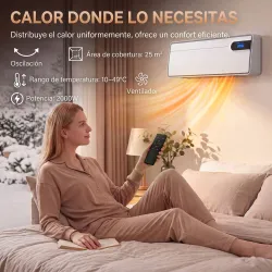 Calefactor Eléctrico Cerámico de Pared 2000W con WiFi App 3 Modos Pantalla LED Temporizador Mando a Distancia Bl... - Ogal.Es