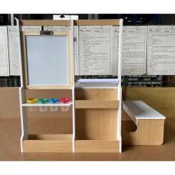 Mesa Infantil con Silla 5 en 1 con Pizarra Negra/Blanca y Rollo de Papel Almacenaje 4 Vasos de Pintura 3-8 Años ... - Ogal.Es