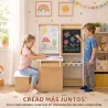 Mesa Infantil con Silla 5 en 1 con Pizarra Negra/Blanca y Rollo de Papel Almacenaje 4 Vasos de Pintura 3-8 Años ... - Ogal.Es