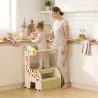 Torre de Aprendizaje Montessori Infantil Diseño de Jirafa de Madera con 2 Escalones Anchos Barandilla 3-8 Años A... - Ogal.Es