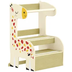 Torre de Aprendizaje Montessori Infantil Diseño de Jirafa de Madera con 2 Escalones Anchos Barandilla 3-8 Años A... - Ogal.Es
