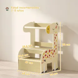 Torre de Aprendizaje Montessori Infantil Diseño de Jirafa de Madera con 2 Escalones Anchos Barandilla 3-8 Años A... - Ogal.Es
