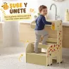 Torre de Aprendizaje Montessori Infantil Diseño de Jirafa de Madera con 2 Escalones Anchos Barandilla 3-8 Años A... - Ogal.Es