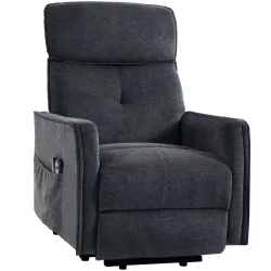 Sillón Relax Reclinable Eléctrico Levanta Personas con 2 Puntos Masaje Asiento con Muelles Reposapiés de Chenill... - Ogal.Es
