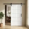 Puerta Corredera Interior 106,7x213,4 cm con Kit de Montaje MDF y Madera de Pino Riel y Herrajes para Baño Blanco - Ogal.Es