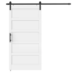 Puerta Corredera Interior 106,7x213,4 cm con Kit de Montaje MDF y Madera de Pino Riel y Herrajes para Baño Blanco - Ogal.Es