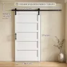 Puerta Corredera Interior 106,7x213,4 cm con Kit de Montaje MDF y Madera de Pino Riel y Herrajes para Baño Blanco - Ogal.Es