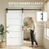 Puerta Corredera Interior 106,7x213,4 cm con Kit de Montaje MDF y Madera de Pino Riel y Herrajes para Baño Blanco - Ogal.Es