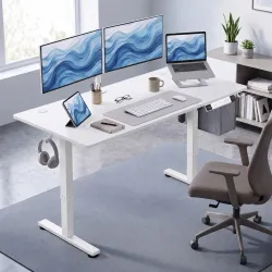 Escritorio Elevable Eléctrico 140x70 cm Altura Ajustable 72-120 cm 3 Memorias Silencioso 2 Ganchos 2 Pasacables ... - Ogal.Es