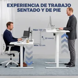Escritorio Elevable Eléctrico 140x70 cm Altura Ajustable 72-120 cm 3 Memorias Silencioso 2 Ganchos 2 Pasacables ... - Ogal.Es
