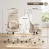 Silla de Escritorio Ergonómica Cojín Lumbar de Espuma Viscoelástica Reposacabezas 3D Reposabrazos Ajustables Beige - Ogal.Es