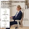 Silla de Escritorio Ergonómica Cojín Lumbar de Espuma Viscoelástica Reposacabezas 3D Reposabrazos Ajustables Beige - Ogal.Es