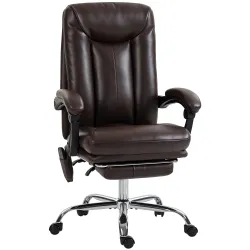 Silla de Oficina con 6 Puntos de Masaje Calor Lumbar Reposapiés Altura Ajustable Control Remoto y Tejido de PU M... - Ogal.Es