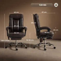 Silla de Oficina con 6 Puntos de Masaje Calor Lumbar Reposapiés Altura Ajustable Control Remoto y Tejido de PU M... - Ogal.Es