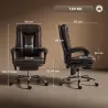 Silla de Oficina con 6 Puntos de Masaje Calor Lumbar Reposapiés Altura Ajustable Control Remoto y Tejido de PU M... - Ogal.Es