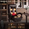 Silla de Oficina con 6 Puntos de Masaje Calor Lumbar Reposapiés Altura Ajustable Control Remoto y Tejido de PU M... - Ogal.Es