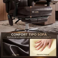 Silla de Oficina con 6 Puntos de Masaje Calor Lumbar Reposapiés Altura Ajustable Control Remoto y Tejido de PU M... - Ogal.Es