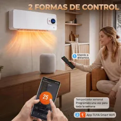 Calefactor Eléctrico de Pared 2000W con 3 Modos WiFi App Pantalla LED Termostato Temporizador y Oscilación Blanco - Ogal.Es