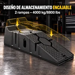 Juego 2 Rampas para Coches de HDPE Carga 2 Toneladas para Coches Estándares Furgonetas Pequeñas 90x29,5x22,5 cm ... - Ogal.Es
