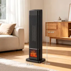 Calefactor Eléctrico Cerámico PTC 2000W con 4 Modos Llama Dinámica Mando Oscilación 70° Protección Sobrecalentam... - Ogal.Es