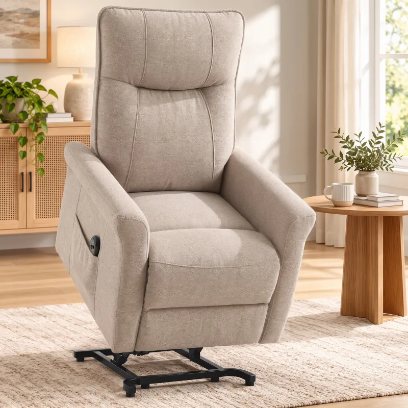 Sillón Relax Reclinable Eléctrico Levanta Personas 155° de Chenilla con Mando Asiento de Muelles Reposapiés Marrón - Ogal.Es