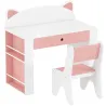 Juego de Mesa Infantil con Silla con Cajón y 4 Estantes Laterales Diseño de Orejitas de Zorro 3-8 Años Blanco y ... - Ogal.Es
