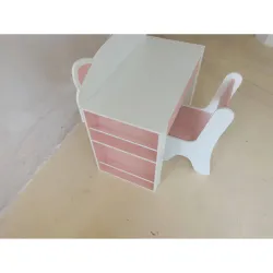 Juego de Mesa Infantil con Silla con Cajón y 4 Estantes Laterales Diseño de Orejitas de Zorro 3-8 Años Blanco y ... - Ogal.Es