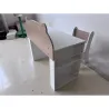 Juego de Mesa Infantil con Silla con Compartimento y 4 Estantes Laterales Montessori 3 a 8 Años Blanco y Natural - Ogal.Es
