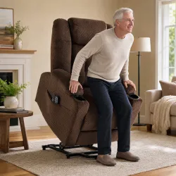 Sillón Relax Reclinable Eléctrico Levanta Personas Mayores con Masaje Calor Portavasos Mando Bolsillos Marrón Os... - Ogal.Es